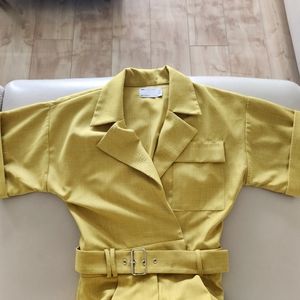 Tux belted jumpsuit in chartreuse